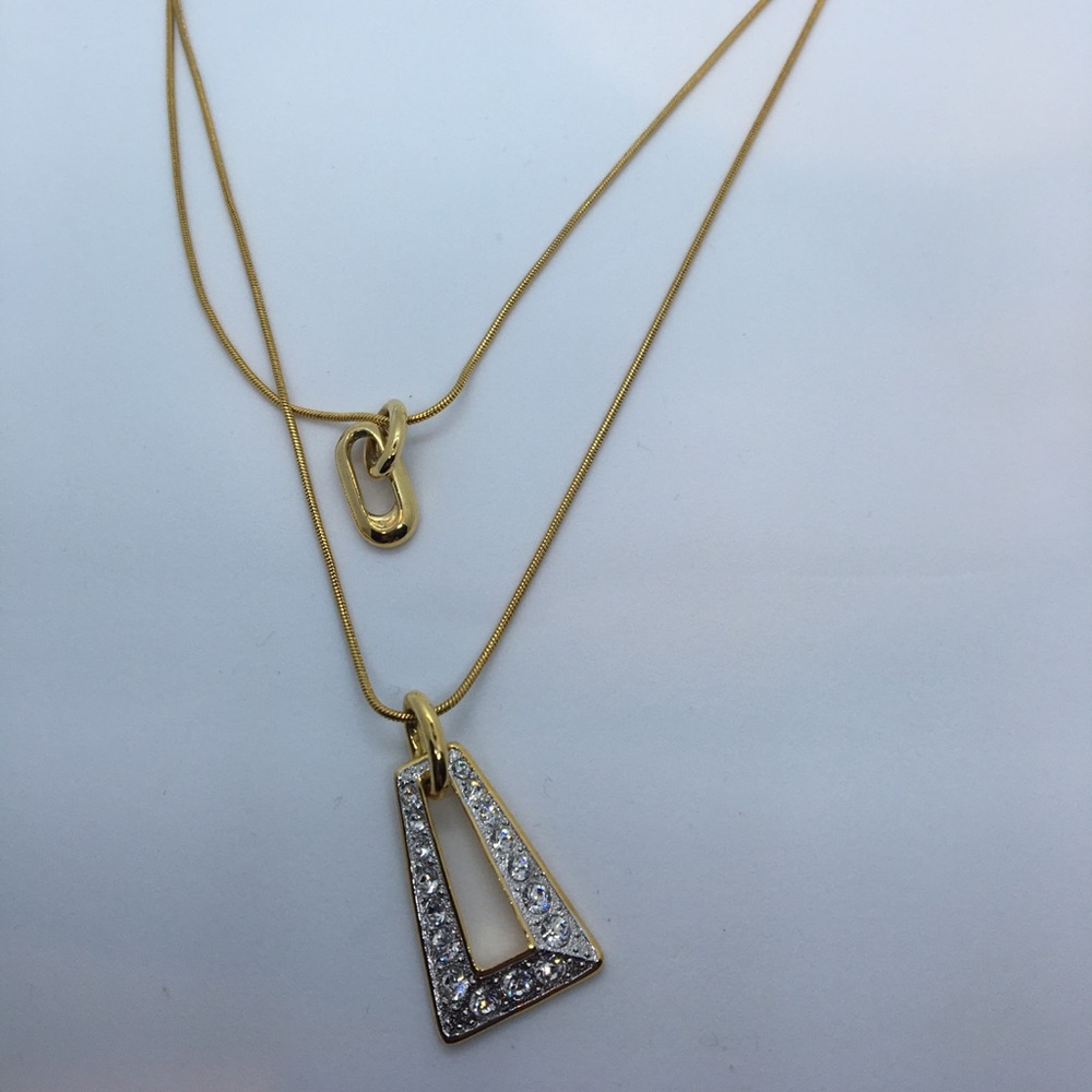 Gold tone double Gemstone Necklace